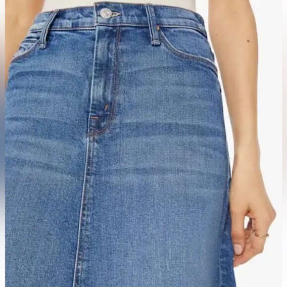 MOTHER The circle midi Fray Blue Denim Skirt size 27 - Picture 14 of 16